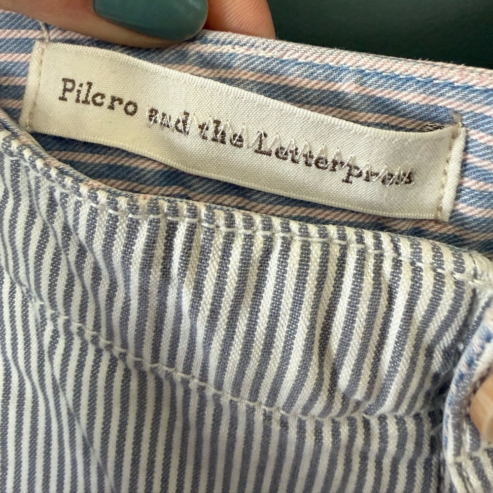 Anthropologie pilcro wideleg railroad Striped pants sz 27 / 4 / small - Picture 5 of 7